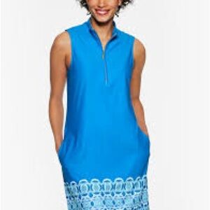 Cabana Life x Talbots Blue Midi Dress with White Accents